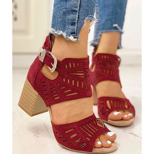 Yasirun Red‎ Cutout Peep Toe Sandal in Size 37 US Size 6.5 New Without Box